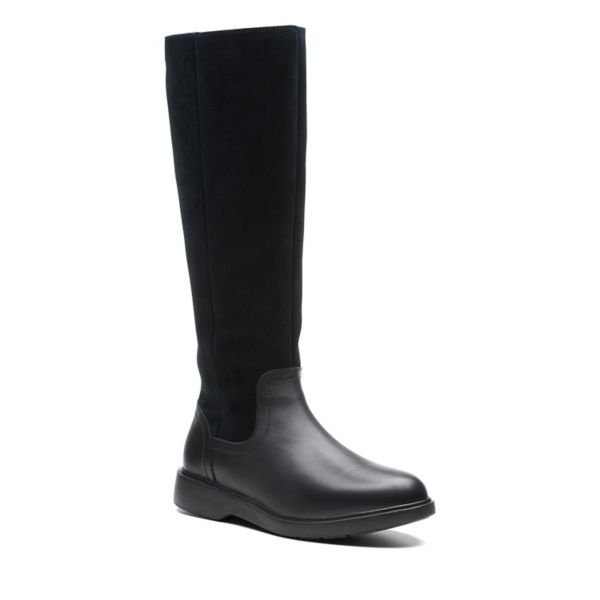 Clarks Womens Un Elda Hi Knee High Boots Black | UK-9602587